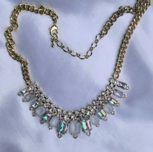 Vintage 90's Iridescent Crystal and gold necklace